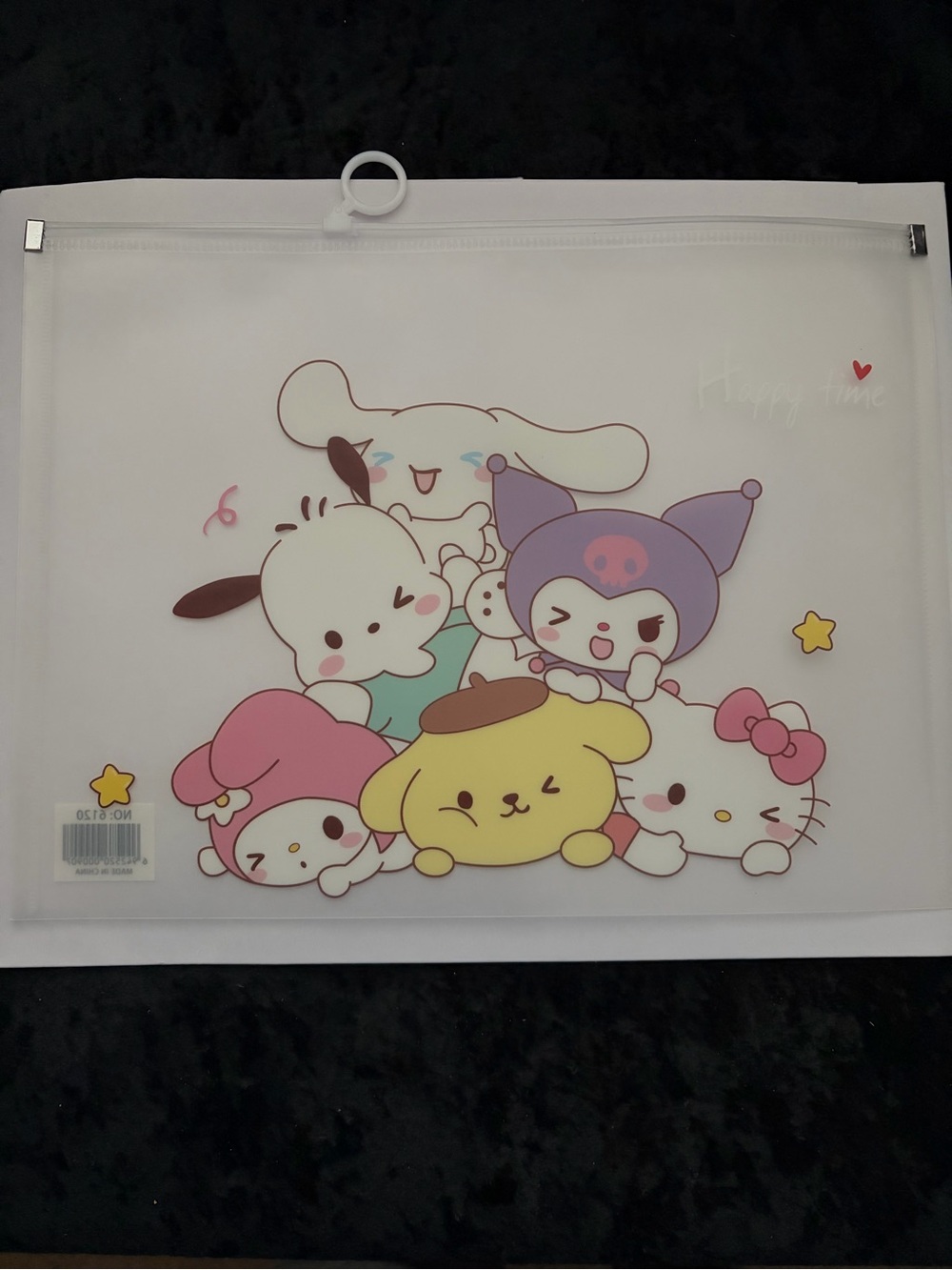 Cute Pastel Sanrio Document Pouch with Character Print - White